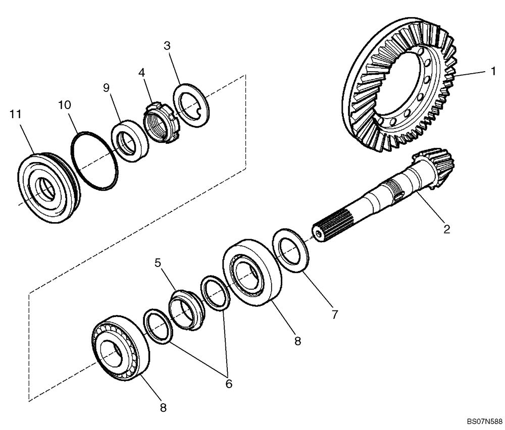 Схема запчастей Case 570MXT - (06-08) - AXLE, FRONT DRIVE (4WD) - RING AND PINION (IF USED) (06) - POWER TRAIN