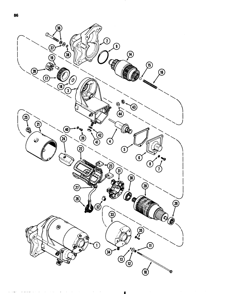 Схема запчастей Case 1845B - (086) - R39341 STARTER, 188 DIESEL ENGINE (04) - ELECTRICAL SYSTEMS