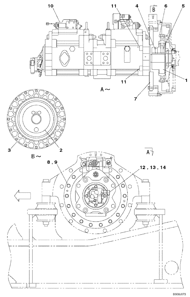 Схема запчастей Case CX800B - (08-03) - HYDRAULIC PUMP - COUPLING (08) - HYDRAULICS