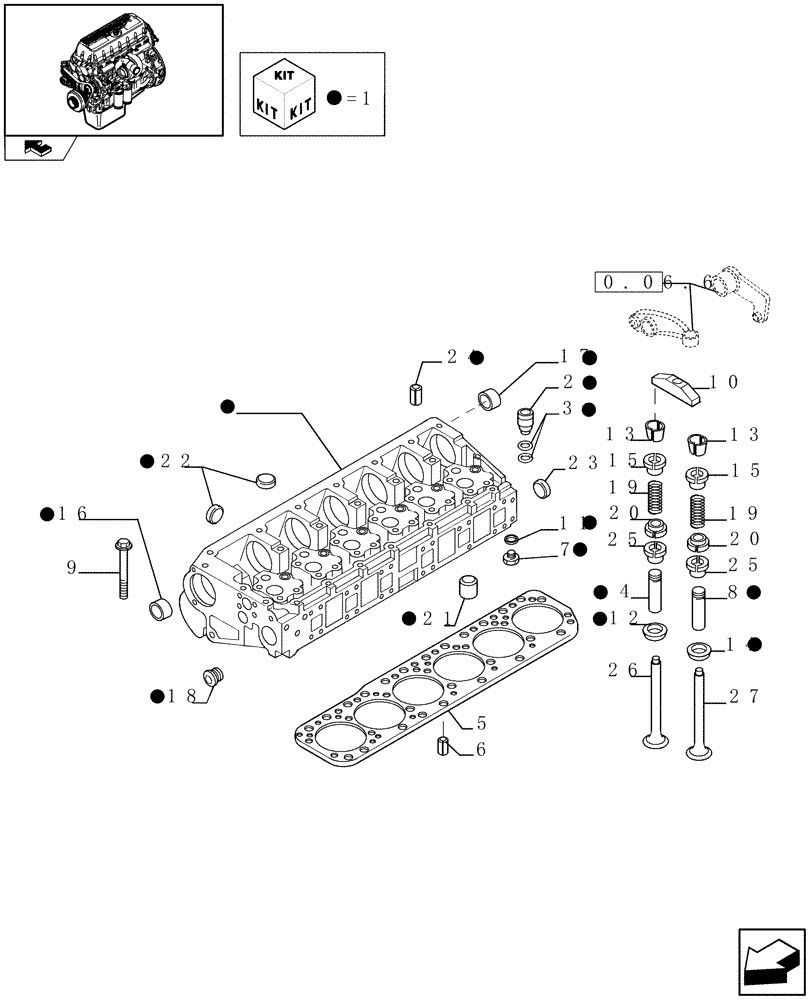 Схема запчастей Case F3AE0684N E907 - (0.06.0) - CYLINDER HEAD & RELATED PARTS (504051863 - 504051861 - 504051865) 