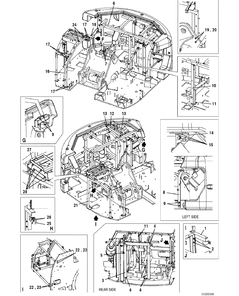 Схема запчастей Case CX135SR - (09-11) - FRAMES, COVERS (09) - CHASSIS/ATTACHMENTS