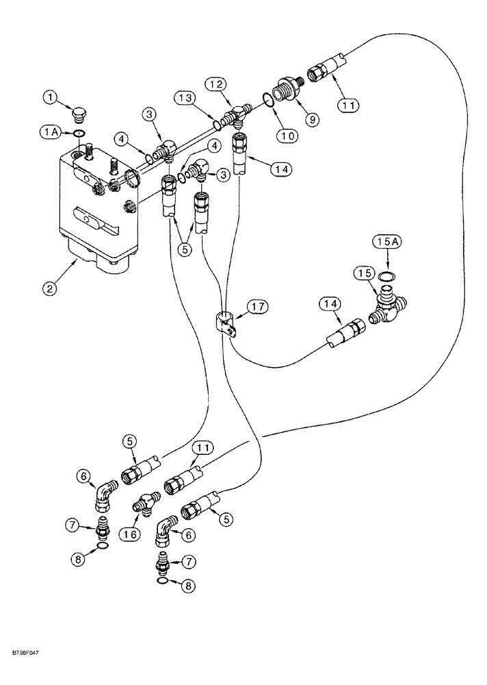 Схема запчастей Case 1150G - (7-008) - POWER BRAKE HYDRAULIC LINES, VALVE TO TRANSMISSION (04) - UNDERCARRIAGE