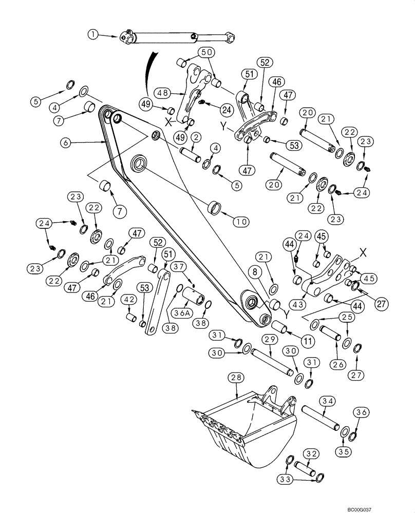 Схема запчастей Case 580M - (09-26) - BACKHOE - DIPPER AND BUCKET (09) - CHASSIS/ATTACHMENTS