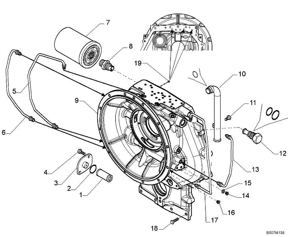 Схема запчастей Case 590SM - (06-31) - TRANSMISSION ASSY, 4WD POWERSHIFT (590SM+) - HOUSING & FILTER, OIL (06) - POWER TRAIN