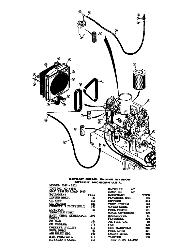Схема запчастей Case 400 - (008) - ENGINE AND RELATED PARTS, ENGINE, FAN AND RELATED PARTS (01) - ENGINE