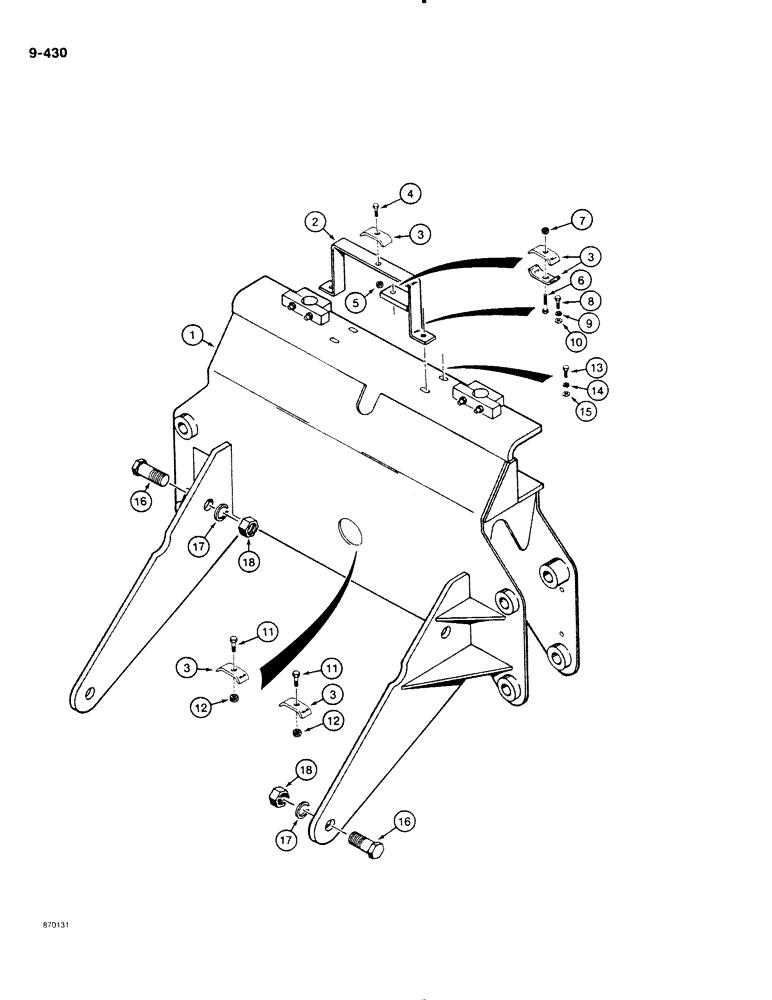 Схема запчастей Case DH4B - (9-430) - BACKHOE FRAME MOUNTING (09) - CHASSIS/ATTACHMENTS