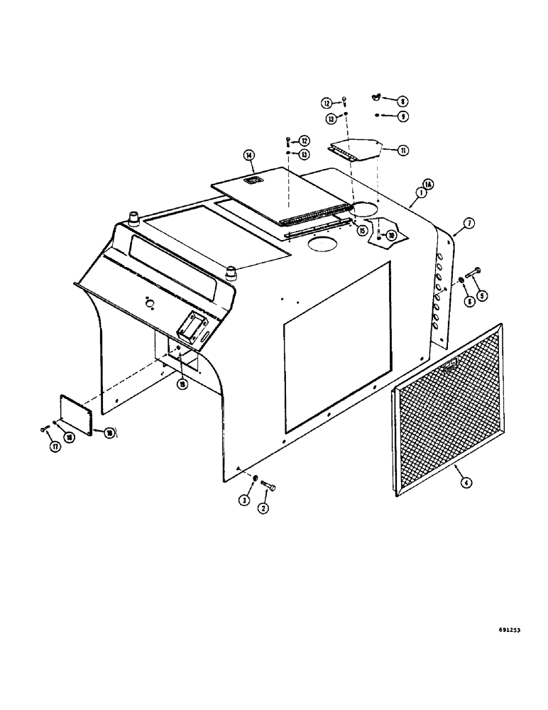 Схема запчастей Case 400 - (088) - HOOD SIDE SCREENS AND GRILLE (05) - UPPERSTRUCTURE CHASSIS
