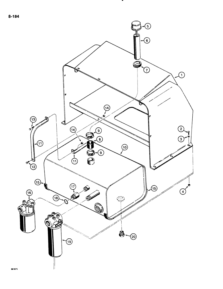 Схема запчастей Case DH4B - (8-184) - HYDRAULIC OIL RESERVOIR AND FILTER MOUNTING (08) - HYDRAULICS