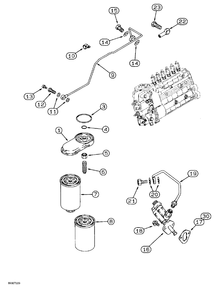 Схема запчастей Case 821B - (3-10) - FUEL FILTER AND TRANSFER PUMP, 6T-830 ENGINE, PRIOR TO P.I.N. JEE0050601 (03) - FUEL SYSTEM