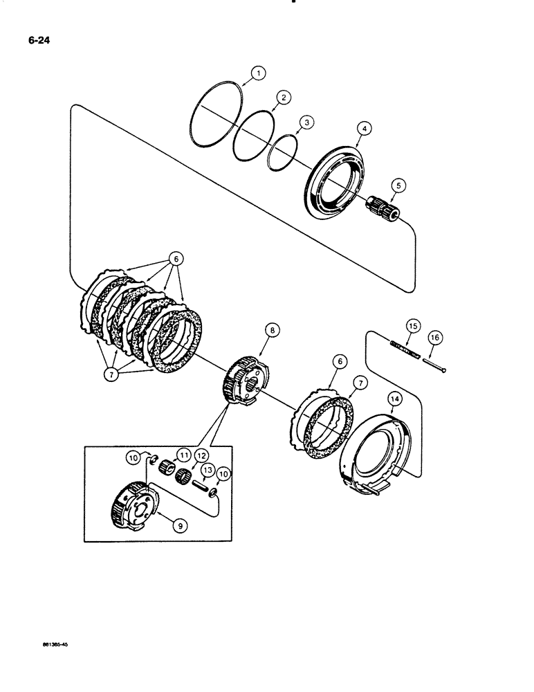 Схема запчастей Case W20C - (6-24) - TRANSMISSION, REVERSE CLUTCH AND PLANETARY (06) - POWER TRAIN