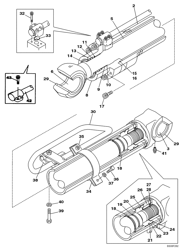 Схема запчастей Case CX290 - (08-87) - CYLINDER ASSY, BOOM, LEFT HAND - MODELS WITH LOAD HOLD (08) - HYDRAULICS