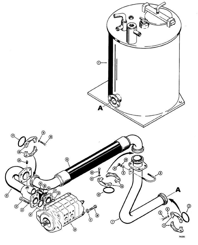 Схема запчастей Case W20 - (276) - LOADER AND STEERING PRIMARY HYDRAULICS TRACTOR S.N. 9107854 AND AFTER (08) - HYDRAULICS