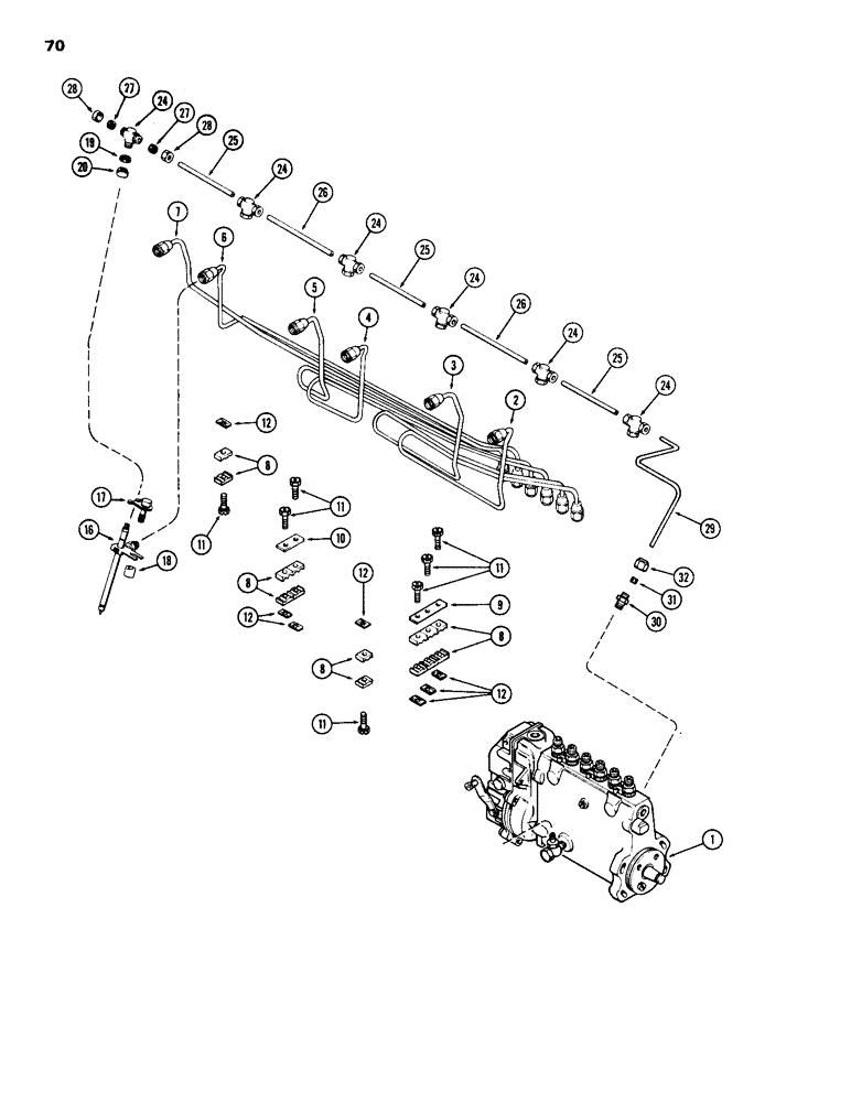 Схема запчастей Case 1150B - (070) - FUEL INJECTION SYSTEM, (451BD) AND (451BDT) DIESEL ENGINES (02) - FUEL SYSTEM