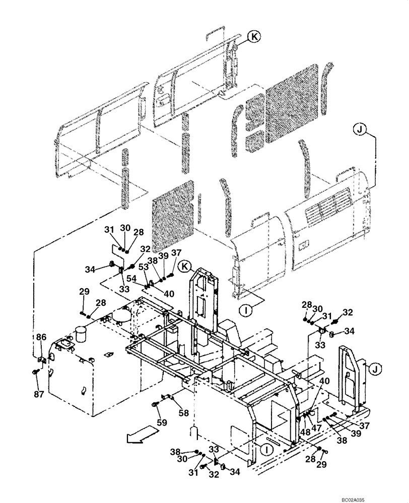 Схема запчастей Case CX290 - (09-07) - ACCESS DOOR - MOUNTING (09) - CHASSIS