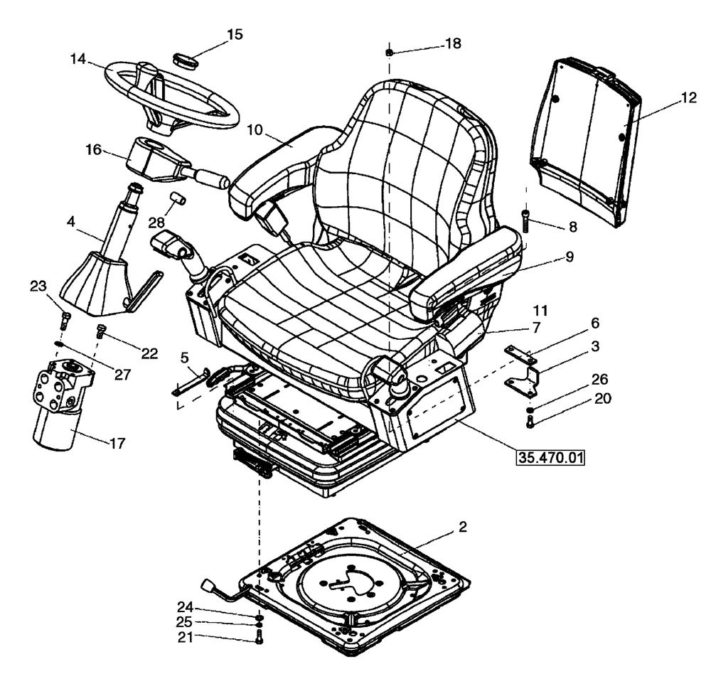 Схема запчастей Case DV213 - (41.204.01) - STEERING CONTROLS AND SEAT (GROUP 185-ND126037) (41) - STEERING