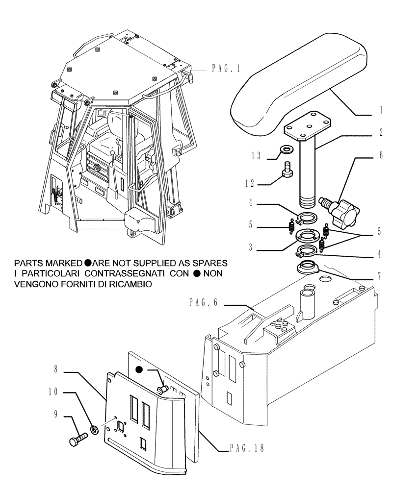 Схема запчастей Case 1850K - (9.654[20]) - ROPS CAB - COMPONENTS - OPTIONAL CODE 784110131 (19) - OPTIONS