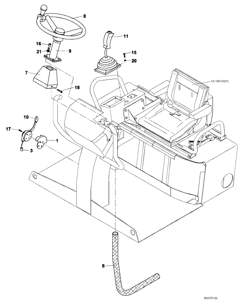 Схема запчастей Case DV202 - (12-185/124[01]) - OPERATORS COMPARTMENT CONTROLS (GROUP 185/124) (09) - CHASSIS/ATTACHMENTS