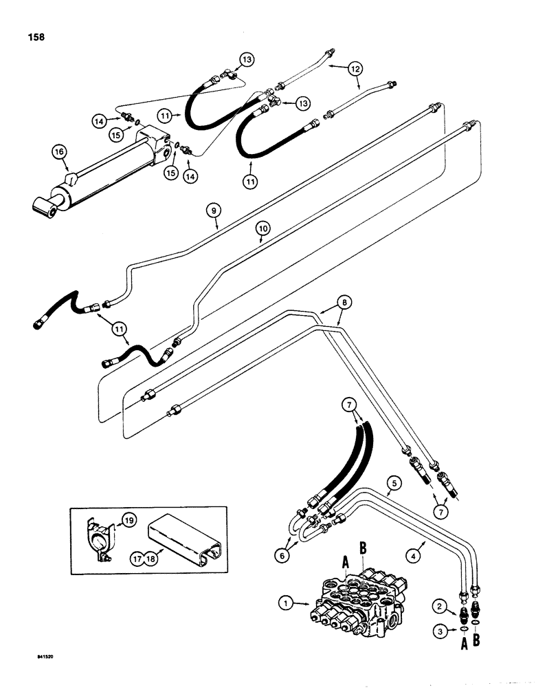 Схема запчастей Case 880D - (158) - TOOL CYLINDER HYDRAULICS (07) - HYDRAULIC SYSTEM