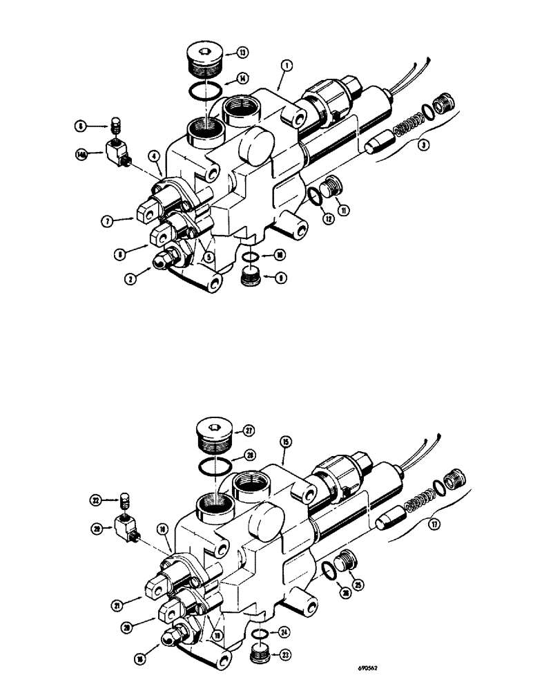 Схема запчастей Case W8C - (224) - L16640 LOADER CONTROL VALVE - 2 SPOOL (08) - HYDRAULICS