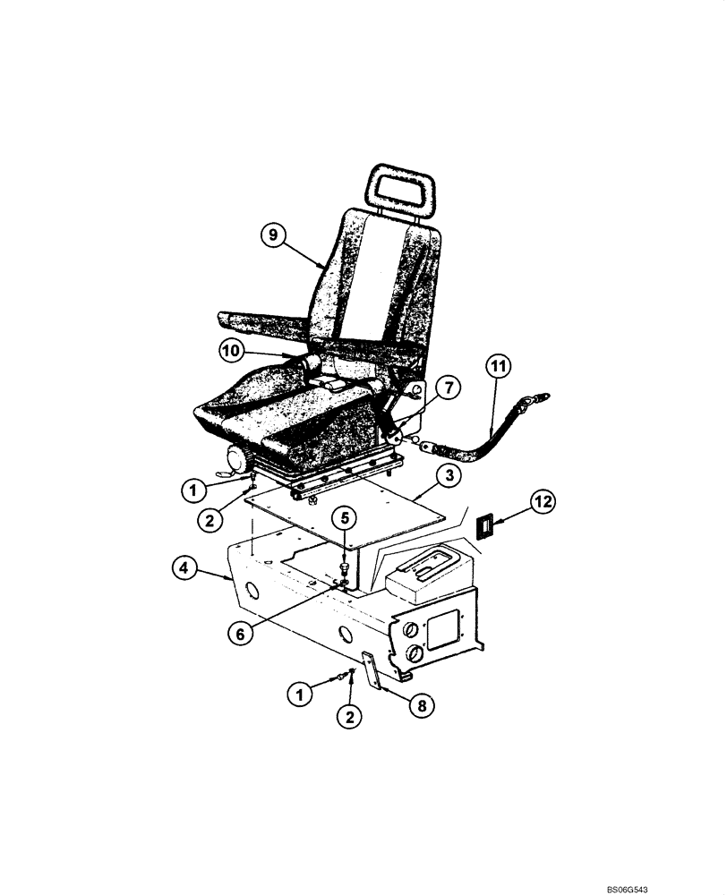Схема запчастей Case 865 - (09.54A[00]) - SEAT - MOUNTING AND BRACKET (09) - CHASSIS