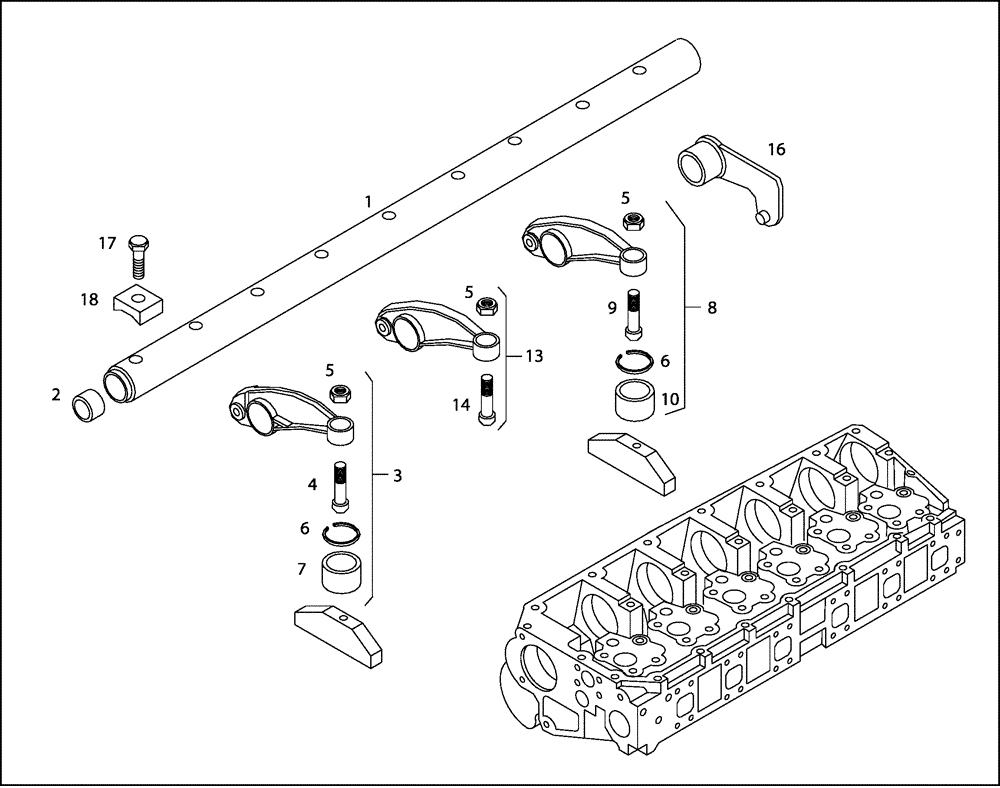Схема запчастей Case 340 - (01A06000155[001]) - ENGINE - CYLINDER HEAD (10) - ENGINE