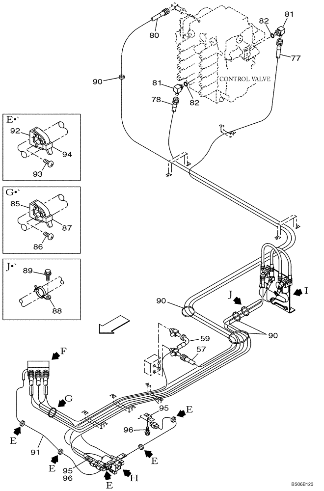 Схема запчастей Case CX700 - (08-040-00[01]) - HYDRAULICS, AUXILIARY - DOUBLE ACTING CIRCUIT (08) - HYDRAULICS