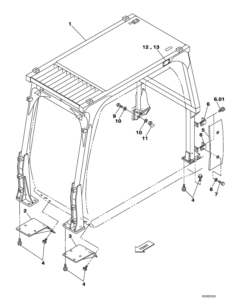 Схема запчастей Case CX330 - (09-043-00[01]) - CAB GUARD (09) - CHASSIS