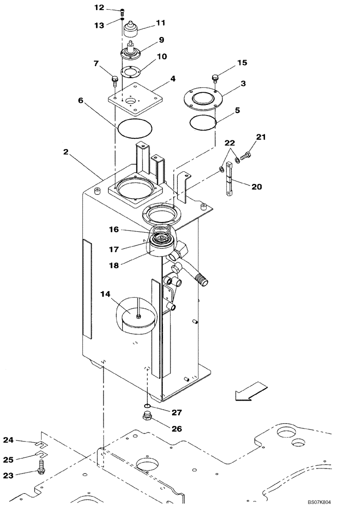 Схема запчастей Case CX135SR - (08-01) - HYDRAULIC RESERVOIR (08) - HYDRAULICS