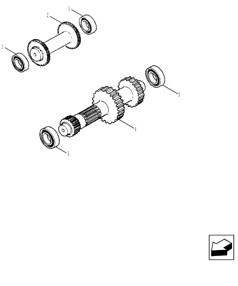 Схема запчастей Case 580SN - (21.154.02) - TRANSMISSION - 2WD - SHAFT, REVERSE & PRIMARY (21) - TRANSMISSION