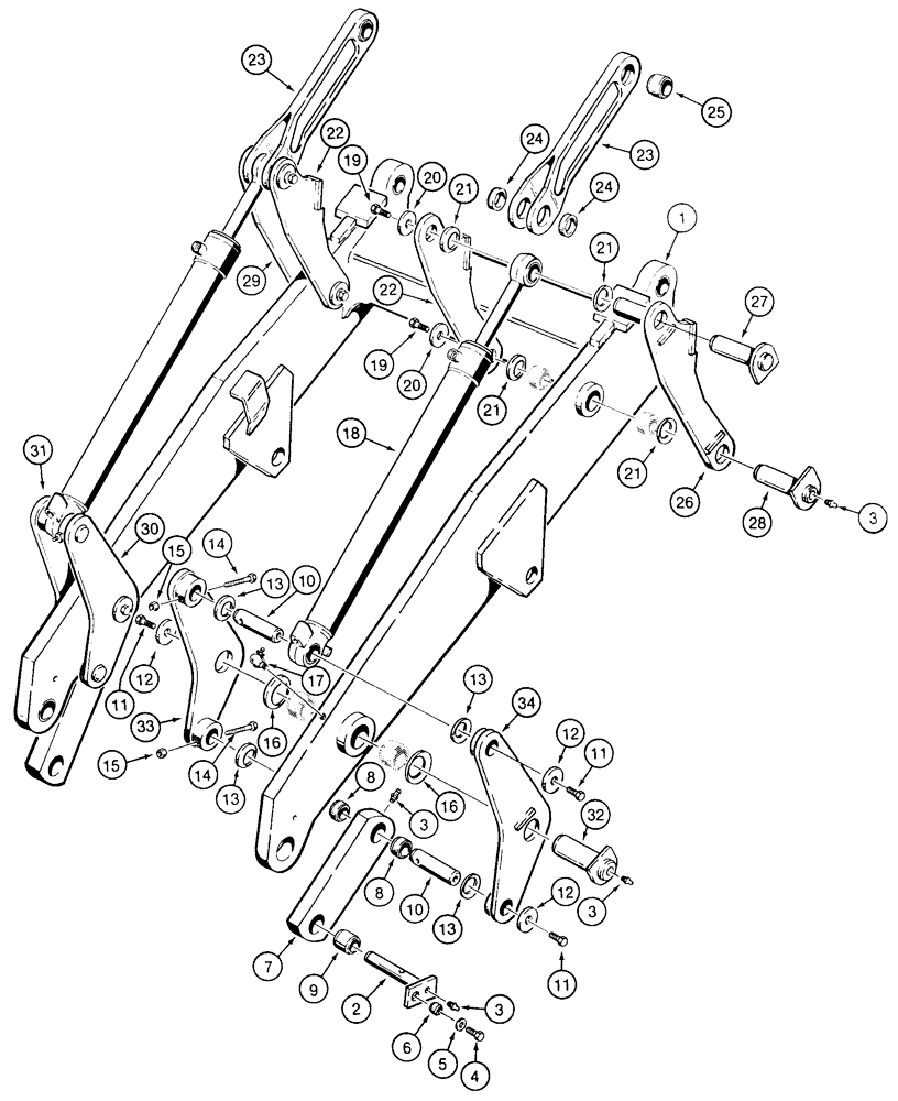 Схема запчастей Case 855E - (9-004) - LOADER LIFT FRAME, BUCKET CYLINDERS AND LINKAGE (09) - CHASSIS/ATTACHMENTS