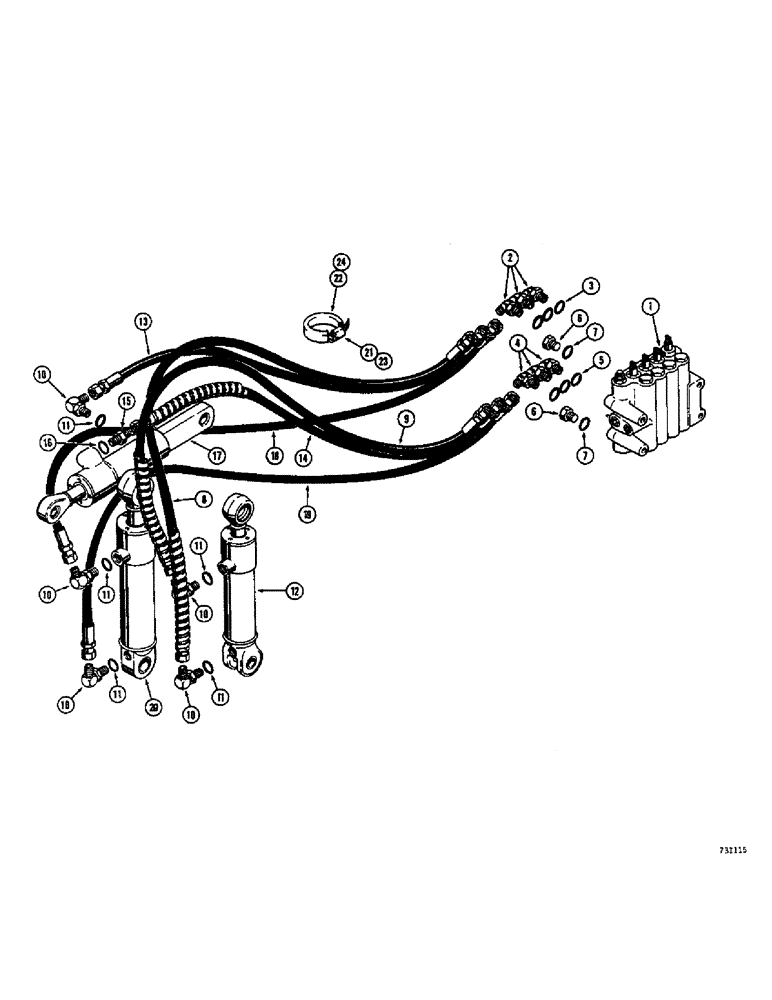 Схема запчастей Case 26B - (050) - 3-POINT HITCH HYDRAULICS, WITH UNIT BODY TYPE CONTROL VALVE 