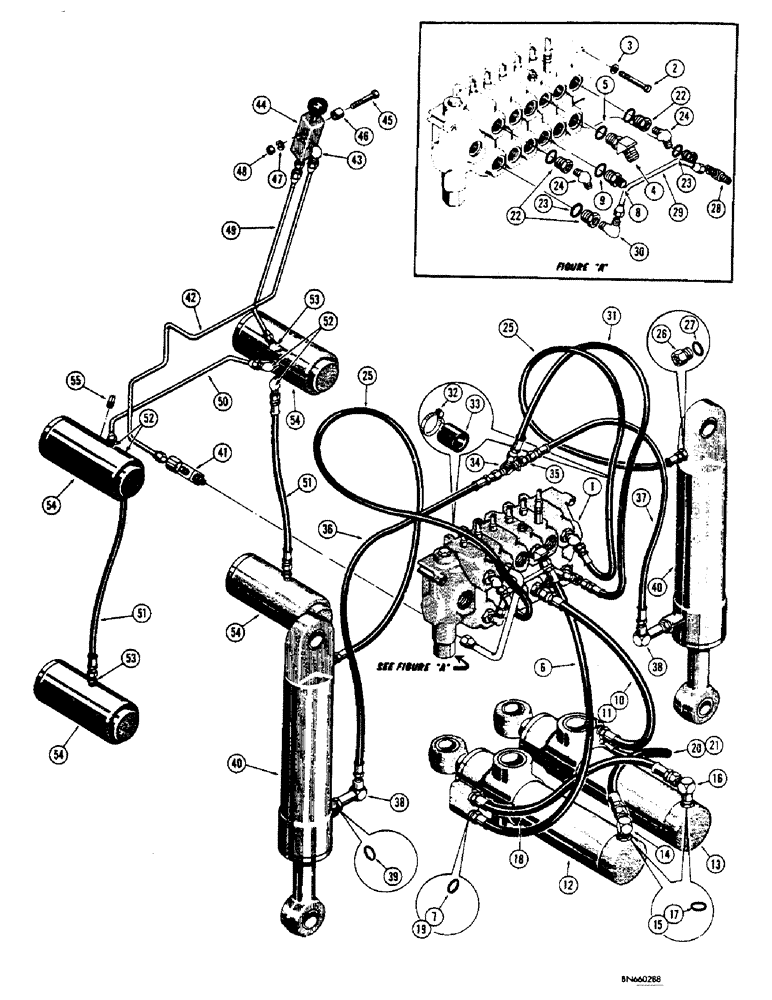 Схема запчастей Case 32 - (127A) - SWING, STABILIZER, AND LOCKING CYLINDER, HYDRAULICS FOR MODEL 32-S BACKHOE 