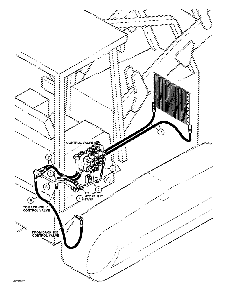 Схема запчастей Case 850E - (1-22) - PICTORIAL INDEX, BACKHOE HYDRAULIC CIRCUIT, CONTROL VALVE TO BACKHOE (00) - PICTORIAL INDEX