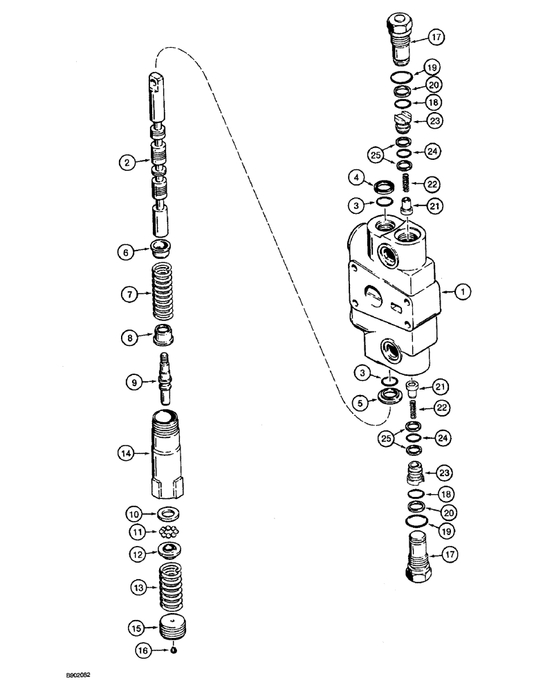 Схема запчастей Case 590 - (8-066) - LOADER CONTROL VALVE, LIFT SECTION, WITH MANUAL DETENT (08) - HYDRAULICS
