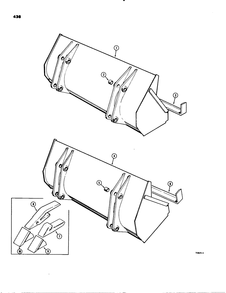 Схема запчастей Case 580C - (436) - LOADER BUCKETS, SHORT LIP BUCKETS (09) - CHASSIS/ATTACHMENTS