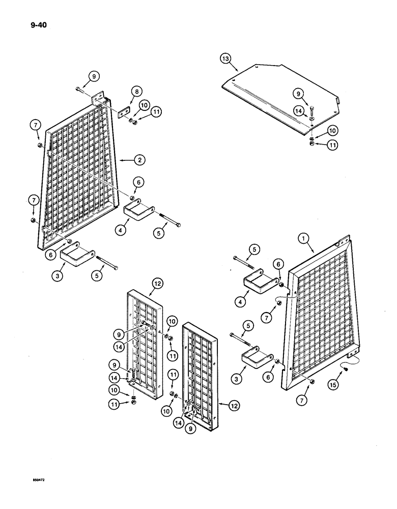 Схема запчастей Case 650 - (9-40) - ROPS CANOPY BRUSH SCREENS AND EXTENSION (09) - CHASSIS/ATTACHMENTS