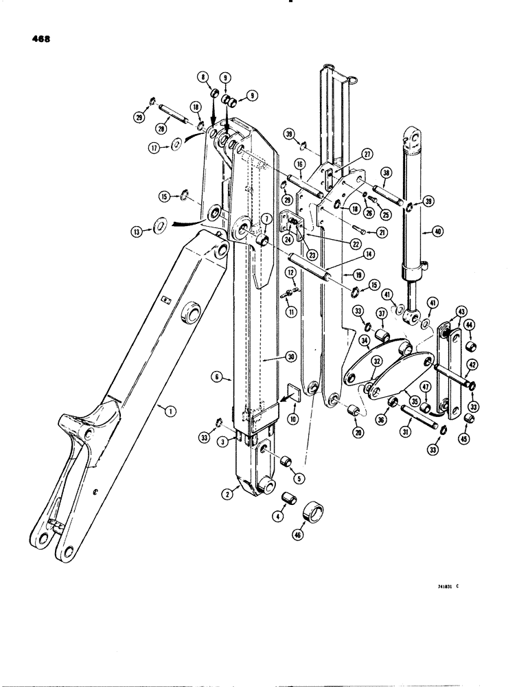 Схема запчастей Case 580C - (468) - EXTENDABLE DIPPER (09) - CHASSIS/ATTACHMENTS