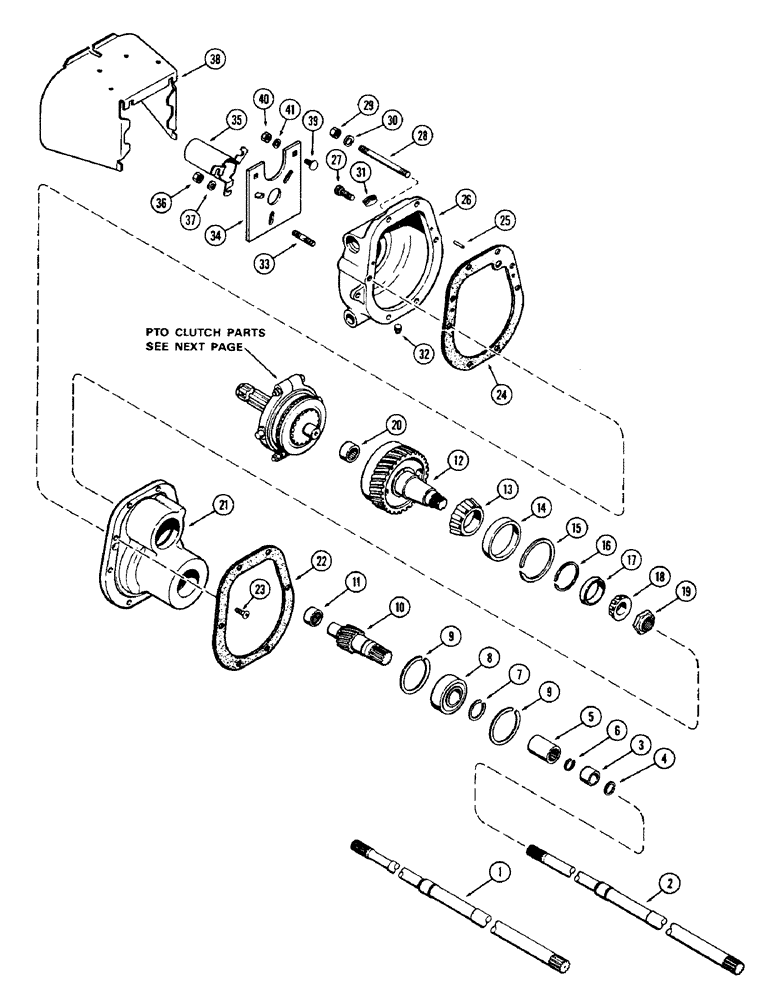 Схема запчастей Case 580 - (158) - INDEPENDENT P.T.O. (27) - REAR AXLE SYSTEM