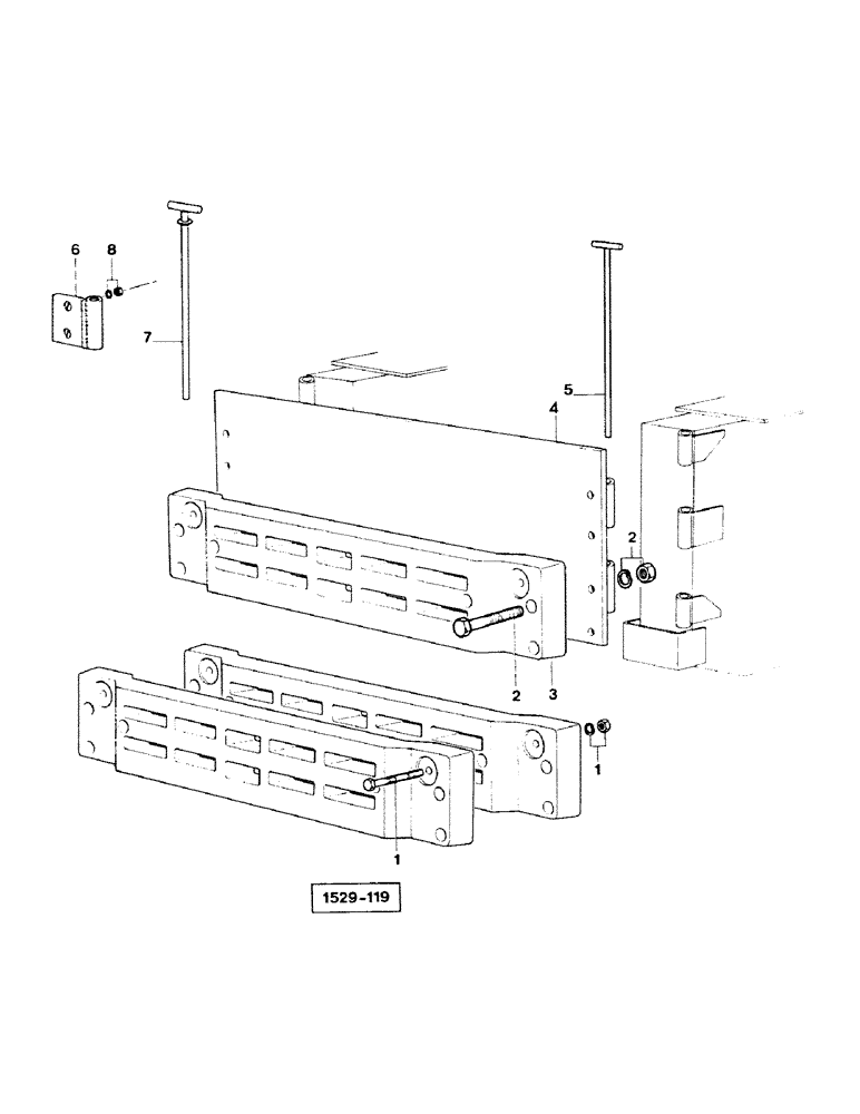 Схема запчастей Case 1529 - (127A) - REAR WEIGHTS, MOUNTING 