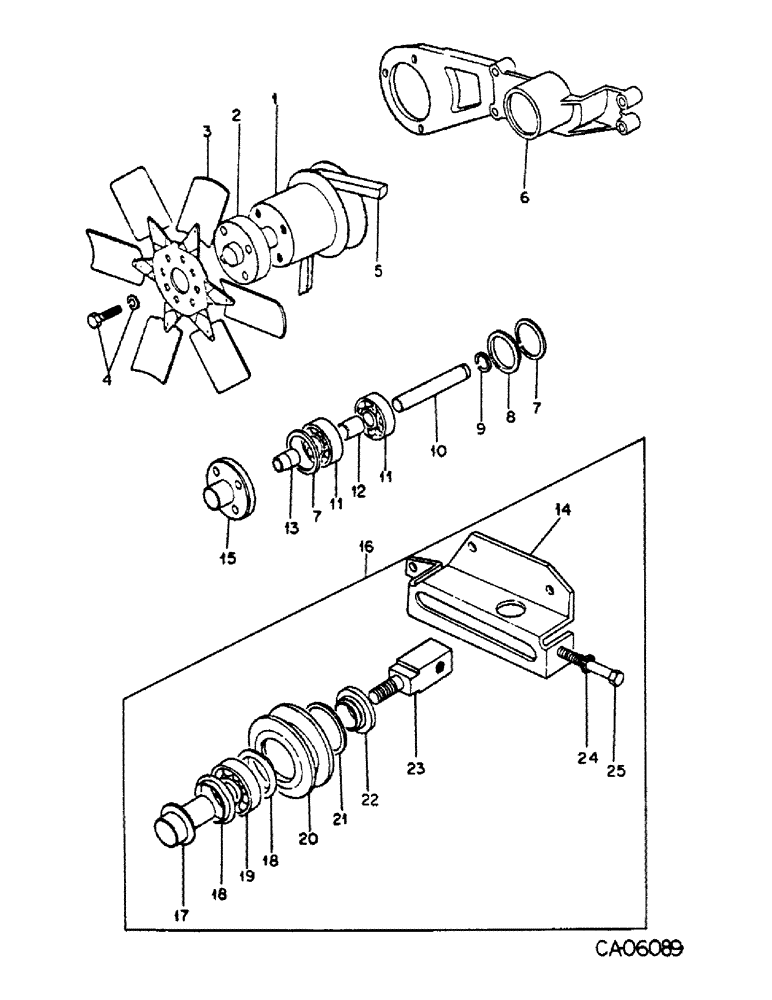 Схема запчастей Case 4150 - (12-16) - POWER, FAN AND IDLER PULLEY, MAZDA ENGINE (04) - Drive Train