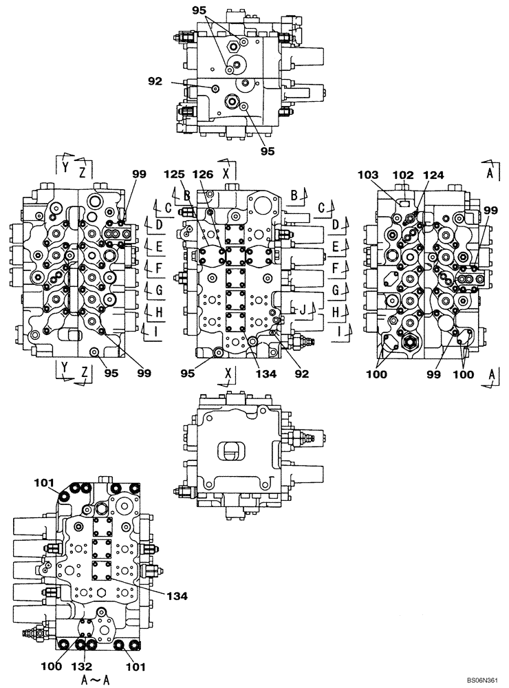 Схема запчастей Case CX470B - (08-76) - CONTROL VALVE (08) - HYDRAULICS