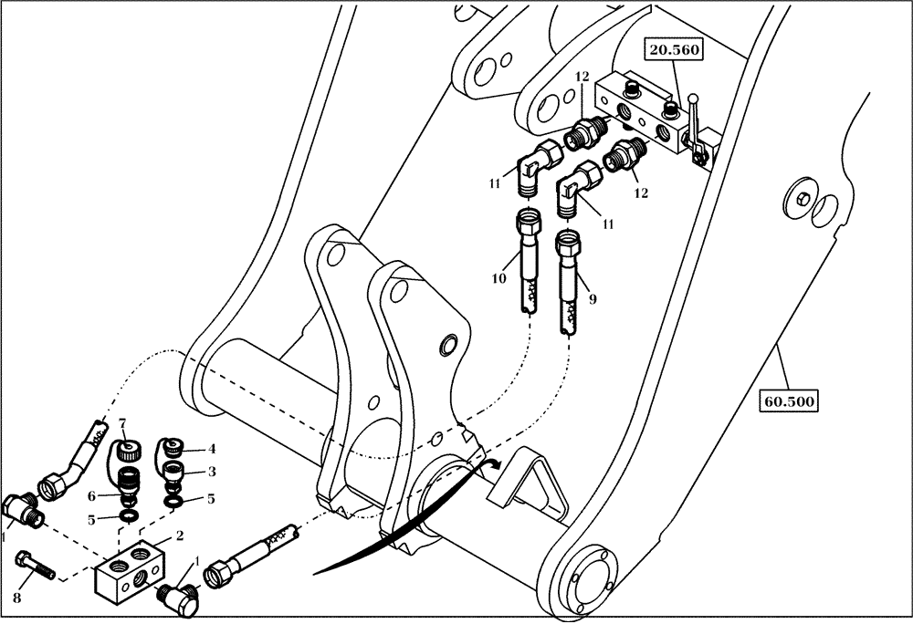 Схема запчастей Case 321D - (20.570[001]) - HYDRAULIC SYSTEM ADDITIONAL FUNCT. (S/N 591052-UP) No Description