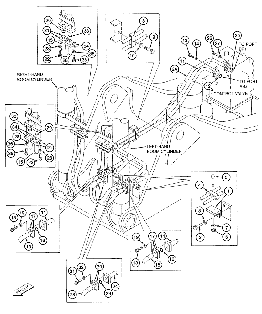 Схема запчастей Case 9050B - (8-050) - BOOM CYLINDER LINES, BOOM-UP LINES (08) - HYDRAULICS