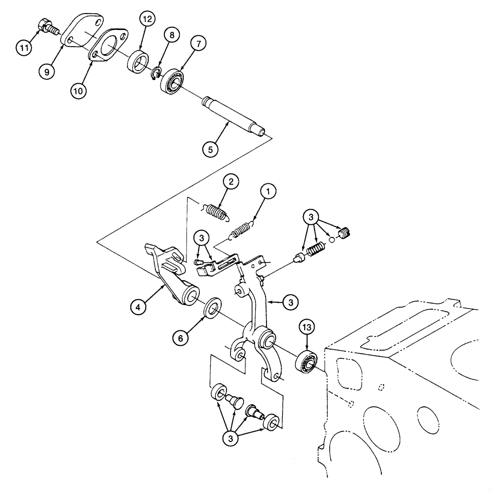 Схема запчастей Case 460 - (3-16) - GOVERNOR CONTROL ASSEMBLY, KUBOTA V1505-B ENGINE (03) - FUEL SYSTEM