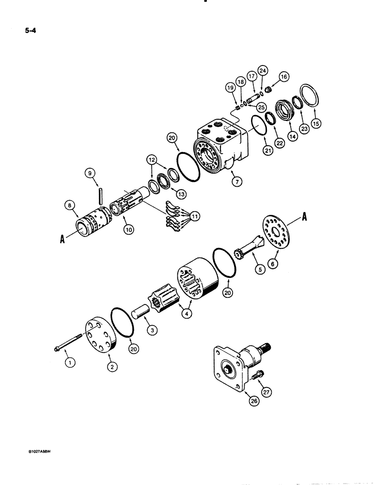 Схема запчастей Case 621 - (5-04) - STEERING CONTROL VALVE ASSEMBLY, WITH LOWER COLUMN, USES D83218 CONTROL VALVE (05) - STEERING