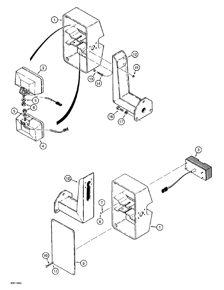 Схема запчастей Case 621B - (4-42) - FRONT LAMP MOUNTING, Z-BAR LOADER (04) - ELECTRICAL SYSTEMS