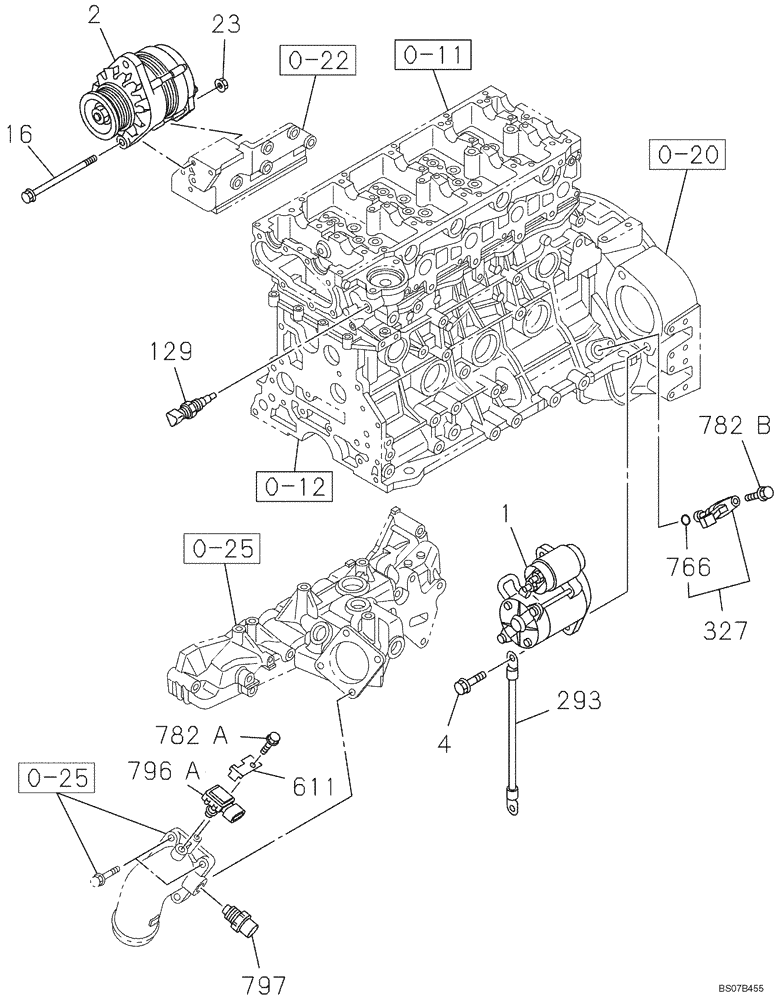 Схема запчастей Case CX130B - (04-01) - ELECTRICAL ACCESSORIES - ENGINE - STARTER AND ALTERNATOR (04) - ELECTRICAL SYSTEMS