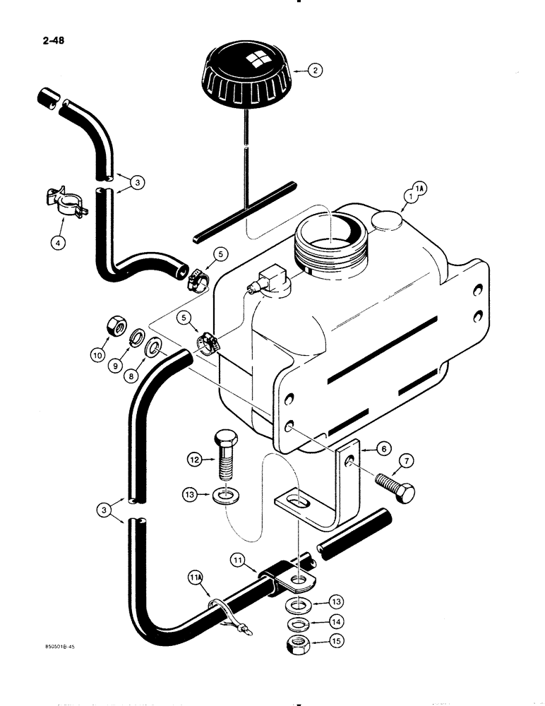 Схема запчастей Case W11B - (2-048) - COOLANT RECOVERY SYSTEM (02) - ENGINE