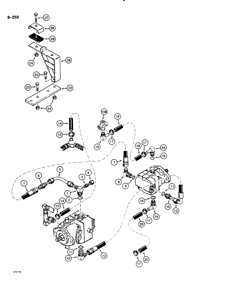 Схема запчастей Case DH4B - (8-250) - PLOW DRIVE HYDRAULIC CIRCUIT, MODELS WITHOUT TRENCHER (08) - HYDRAULICS