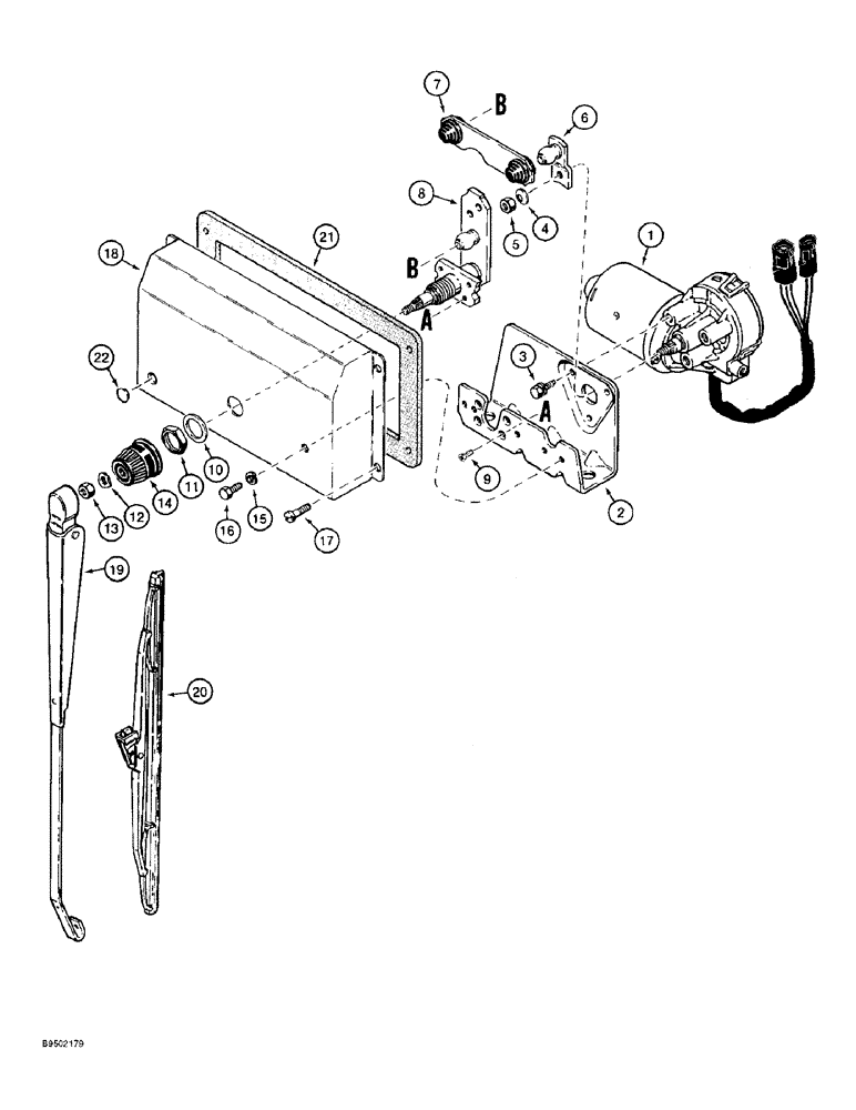 Схема запчастей Case 821B - (4-54) - CAB REAR WIPER (04) - ELECTRICAL SYSTEMS